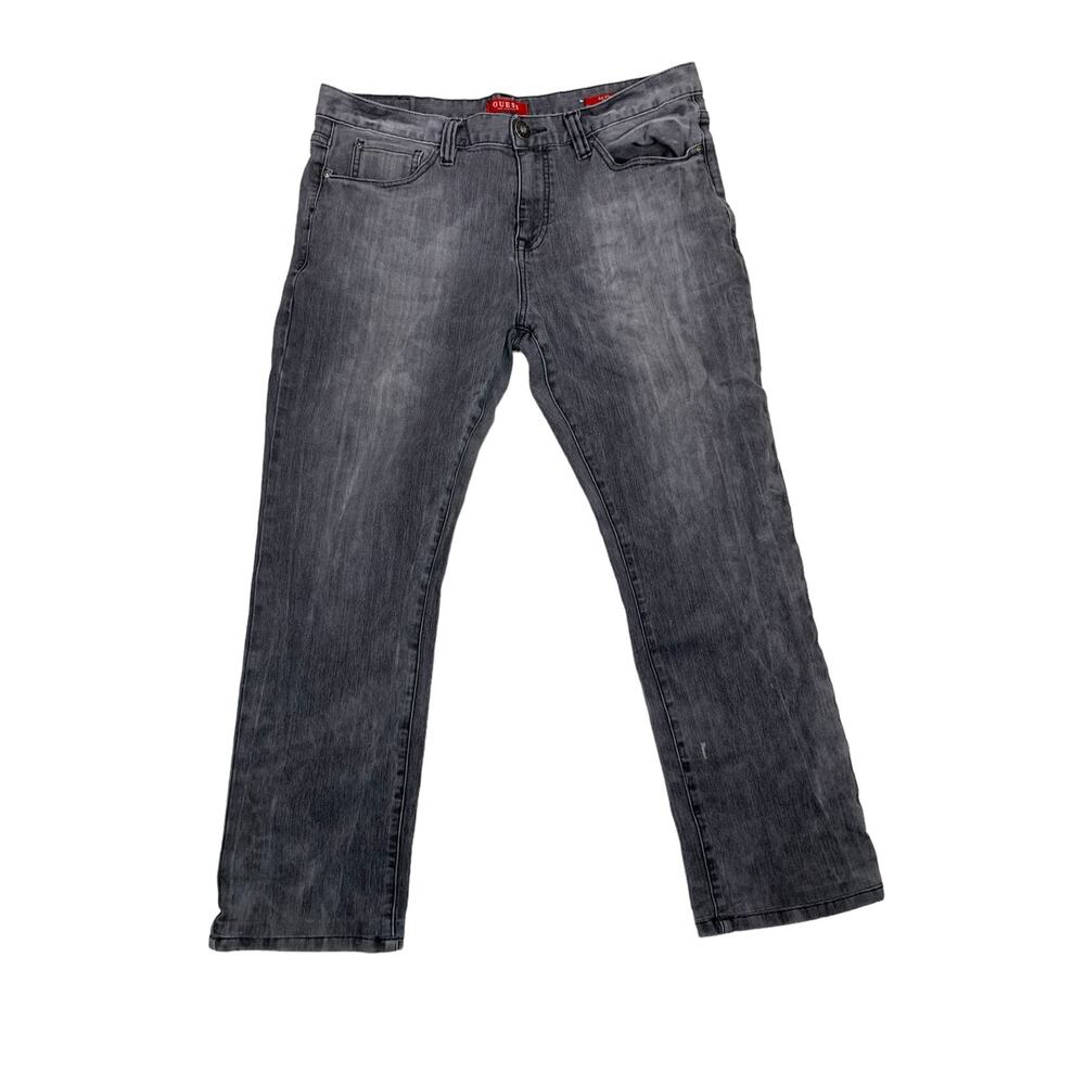 Guess Los Angeles Men's Size 36 Jeans Slim Straight Del Mar Fit Gray Logo Patch